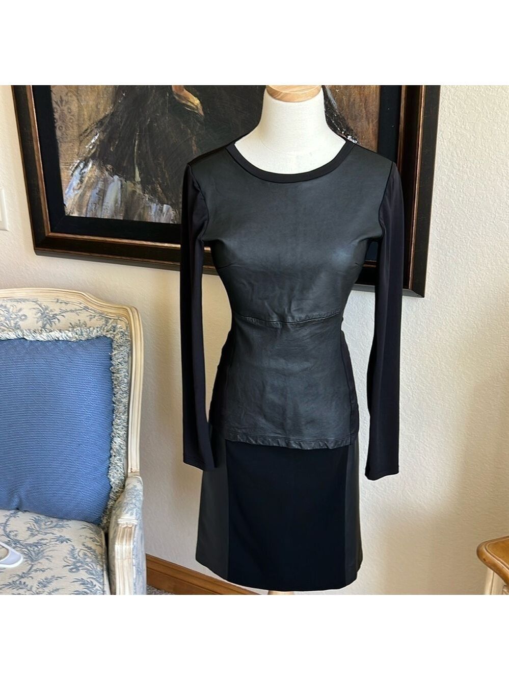 Anatomie Elene Black Leather Front Top Size S